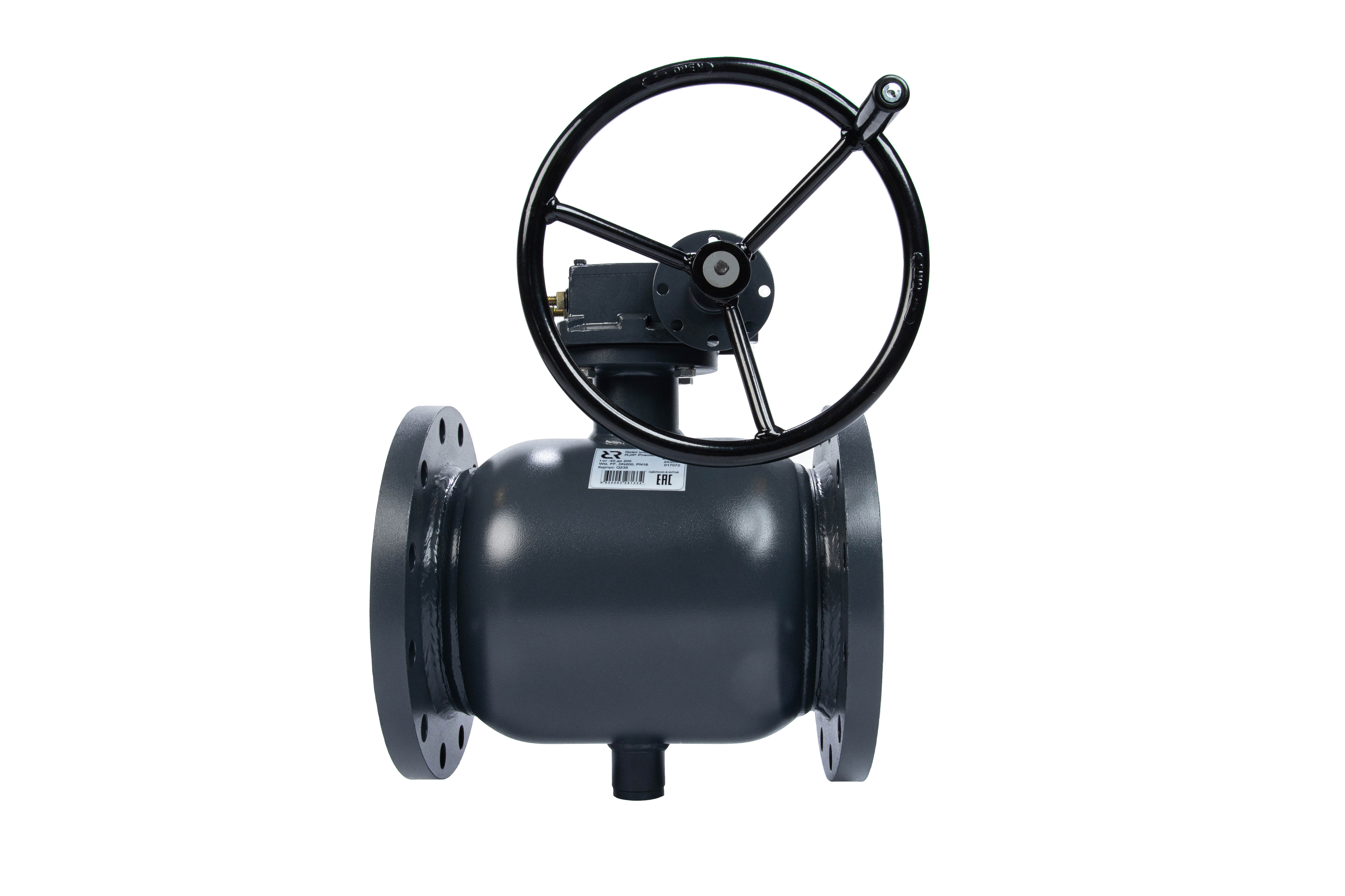 Кран шаровый стальной Jip-R Premium FF Ду250 Ру16 фланцевый редуктор Ридан 065N0261GR