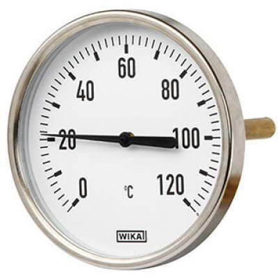 Термометр биметаллический осевой Дк80, длина 40мм, G1/2″ 120C А5001 Wika 3901785 (36523019)